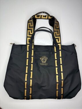 Versace Parfums Large Black and Gold Tote Bag Pool Beach